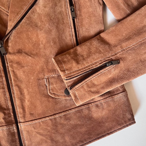 BlankNYC Suede Moto Jacket Men’s Medium Tan Brown Biker Coat Fall Winter EUC - Picture 3 of 8